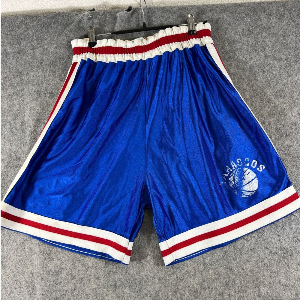 VTG 70s Empire Sporting Goods Basketball Shorts Mens 36-38 Blue Shiny Athletic